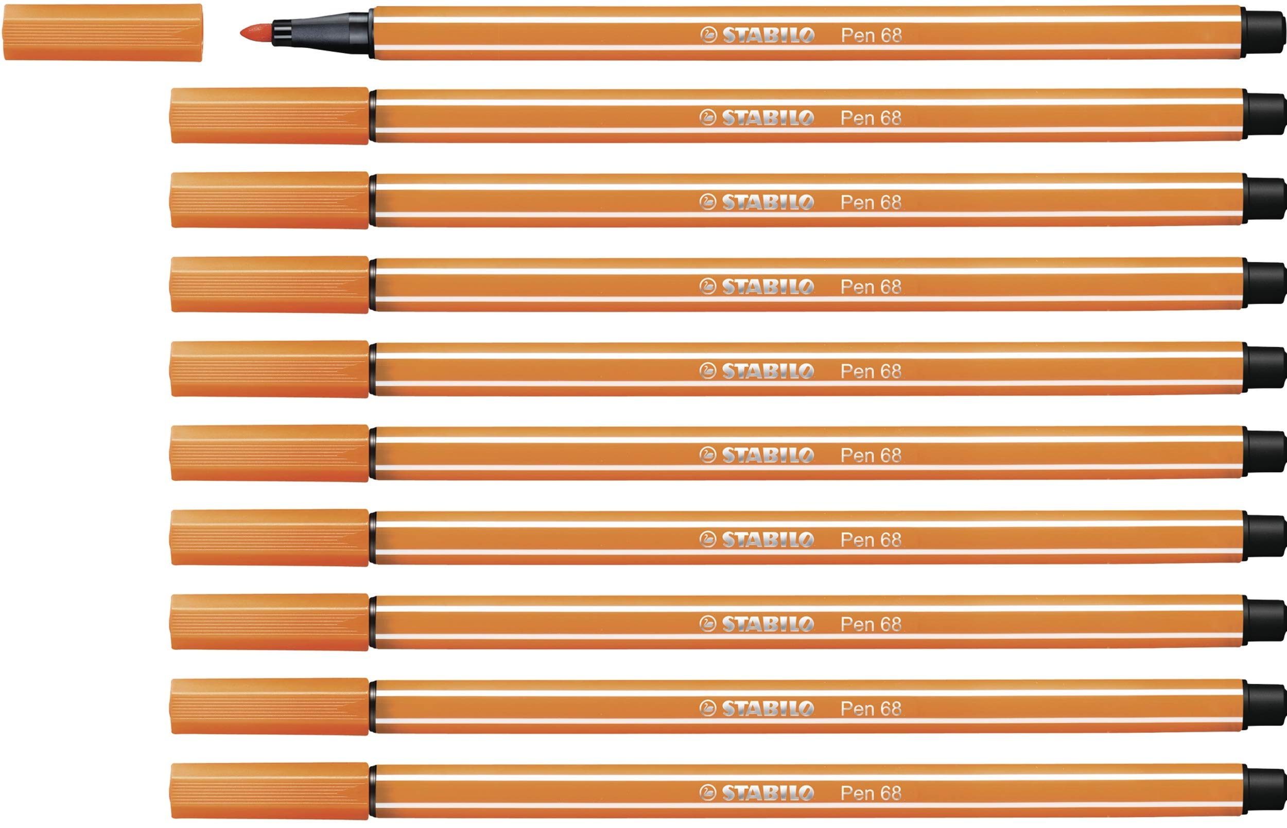 STABILO Pen 68 - Premium Fibre-Tip Pen - Pack of 10 - Pale Vermillion