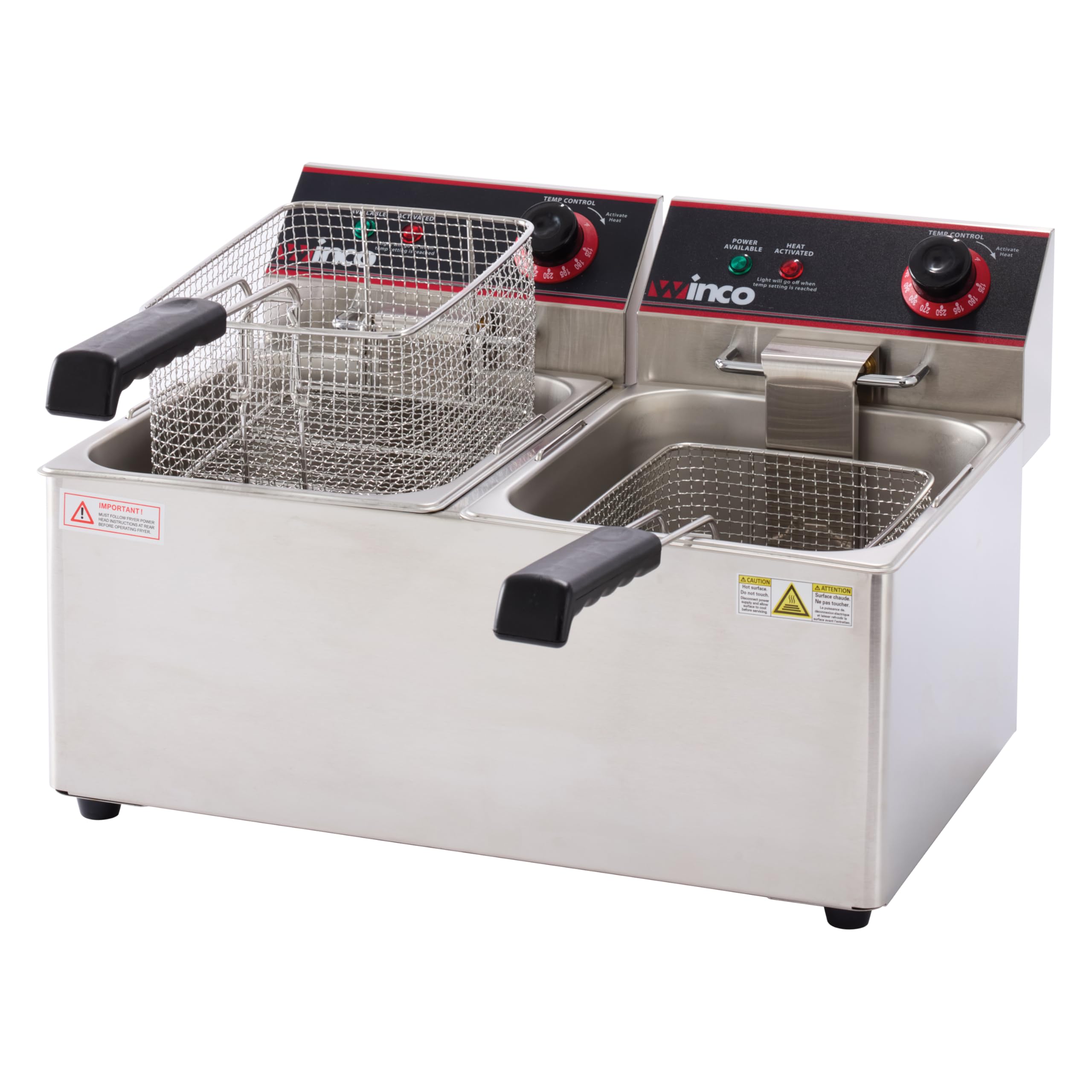 Photo 1 of Winco Commercial-Grade Electric Countertop Deep Fryer, Dual Well,Silver. 