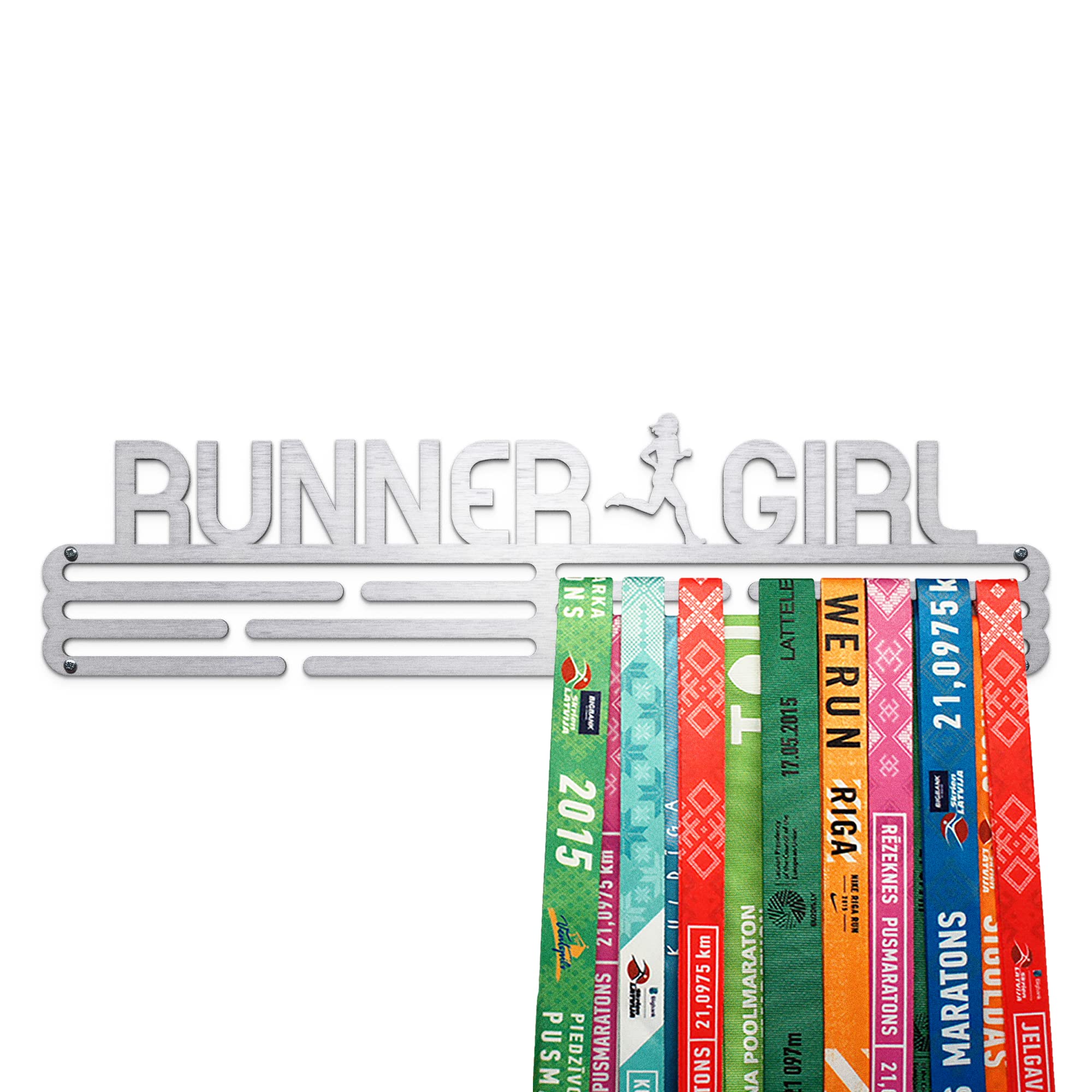 United Medals RUNNER GIRL Sport Medal Hanger Display | Stainless Steel Medal holder | Awards display rack for up to 48 medals