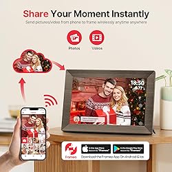 Frameo 10.1" Digital Picture Frame, Gray Wood Smart