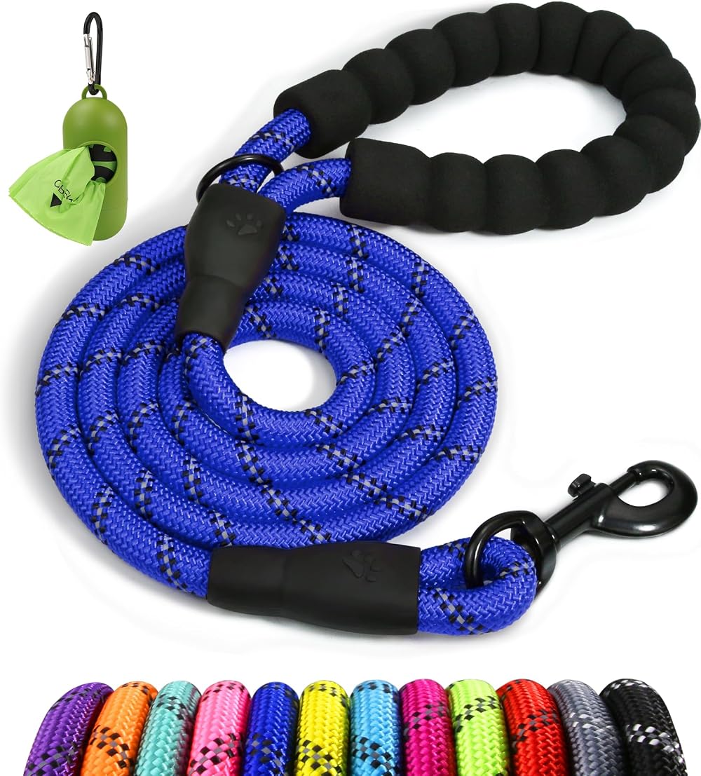 Taglory Rope Dog Lead with Padded Handle 1.0 cm Navy Reflective 1.5 m