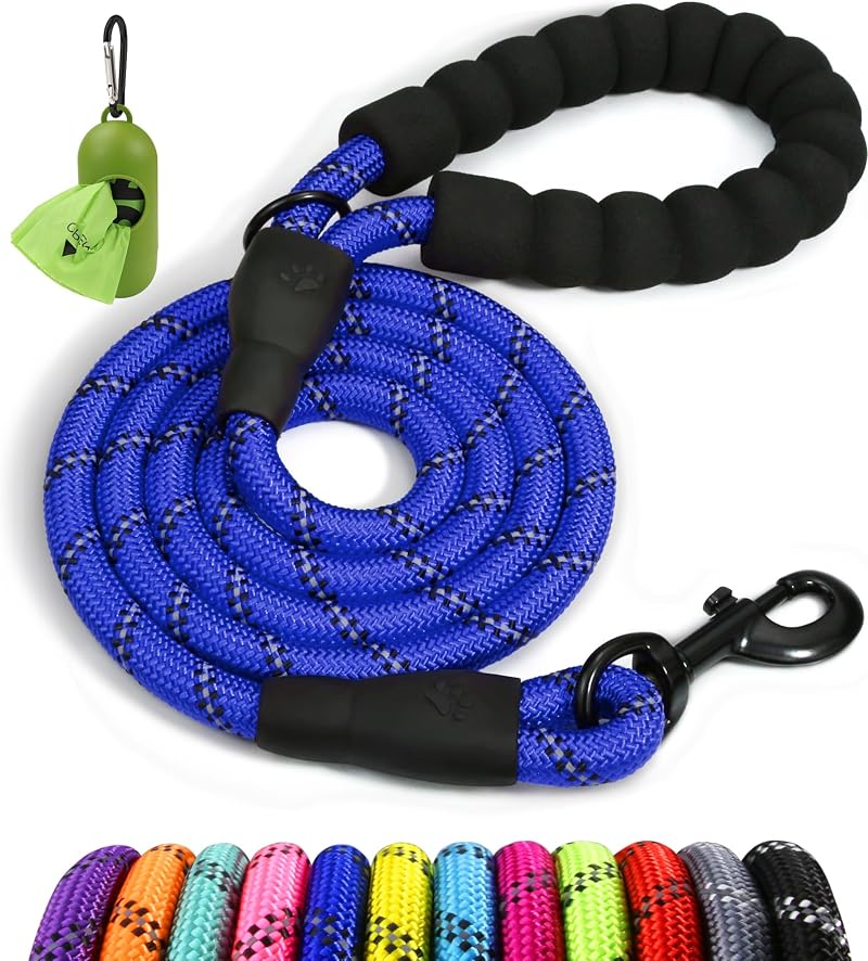 Taglory Rope Dog Lead with Padded Handle 1.0 cm Navy Reflective 1.5 m