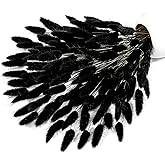 110pcs Bunny Tail Dried Flowers, Black Bunny Tail, Natural Bulk Dried Flowers for Diy Bohemian Wedding Rustic Party Decoration, Home Vase Decoration, Garland, Birthday Cake Decoration. (Black)