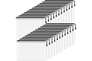 Smarpau A5 Mesh Zipper Pouch, 24 Pack 9.5" x 7.1" Plastic Zipper Pouches for Organizing, Multipurpose Waterproof Zipper Bags for Travel, Office, Home Storage, Black