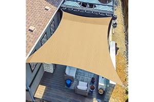 SUNLAX Sun Shade Sail, 6.5'x 9'10'' Sand Rectangle Canopy Shades for Outdoor Patio Pergola Cover Sunshade Sails UV Blocking Canovas Covers