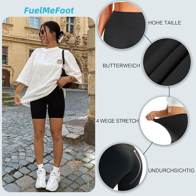 Short de cyclisme pour femme - Short de sport taille haute - Legging d'été - Short de fitness - Gym - Vélo — photo 4 sur 6