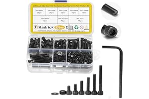 Kadrick Metric Screws Assortment,270 Pcs M4 Screw Kit,Hex Socket Head Cap Bolts, M4*6mm/8mm/12mm/16mm/20mm/30mm Screws Nuts and Washers, 12.9 Grade Alloy Steel,Black Zinc Plated,Anti Rust Upgrade