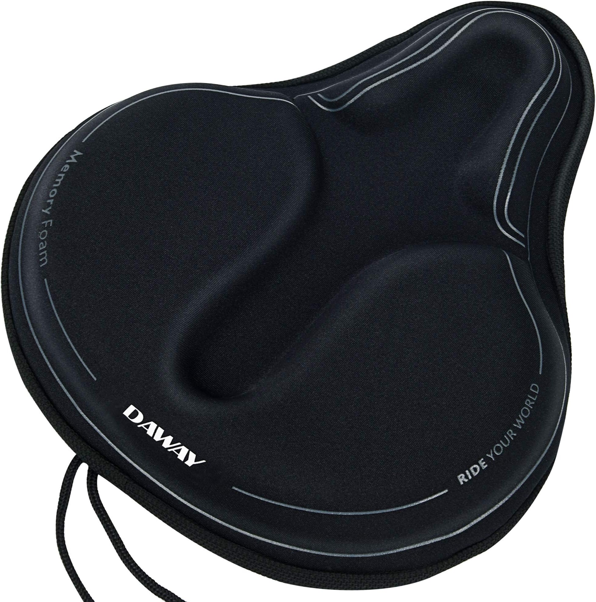 DAWAY Comfortable Exercise Bike Seat Cover C6 Large Wide Foam & Gel Padded Bicycle Saddle Cushion for Women Men Everyone, Fits Spin, Stationary, Cruiser Bikes, Indoor Cycling, Soft