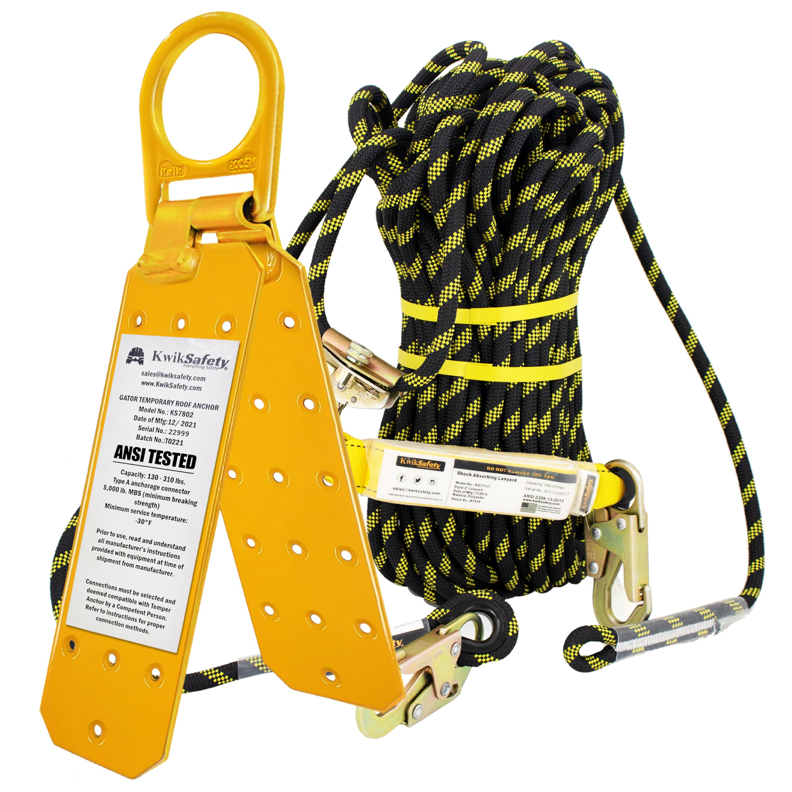 Photo 1 of KwikSafety - Charlotte, NC - GATOR [COMBO] Temporary Reusable Roof Anchor + 50’ Vertical Lifeline Rope Assembly ANSI Tested OSHA Compliant PPE Fall Protection System D Ring Fall Arrest Equipment