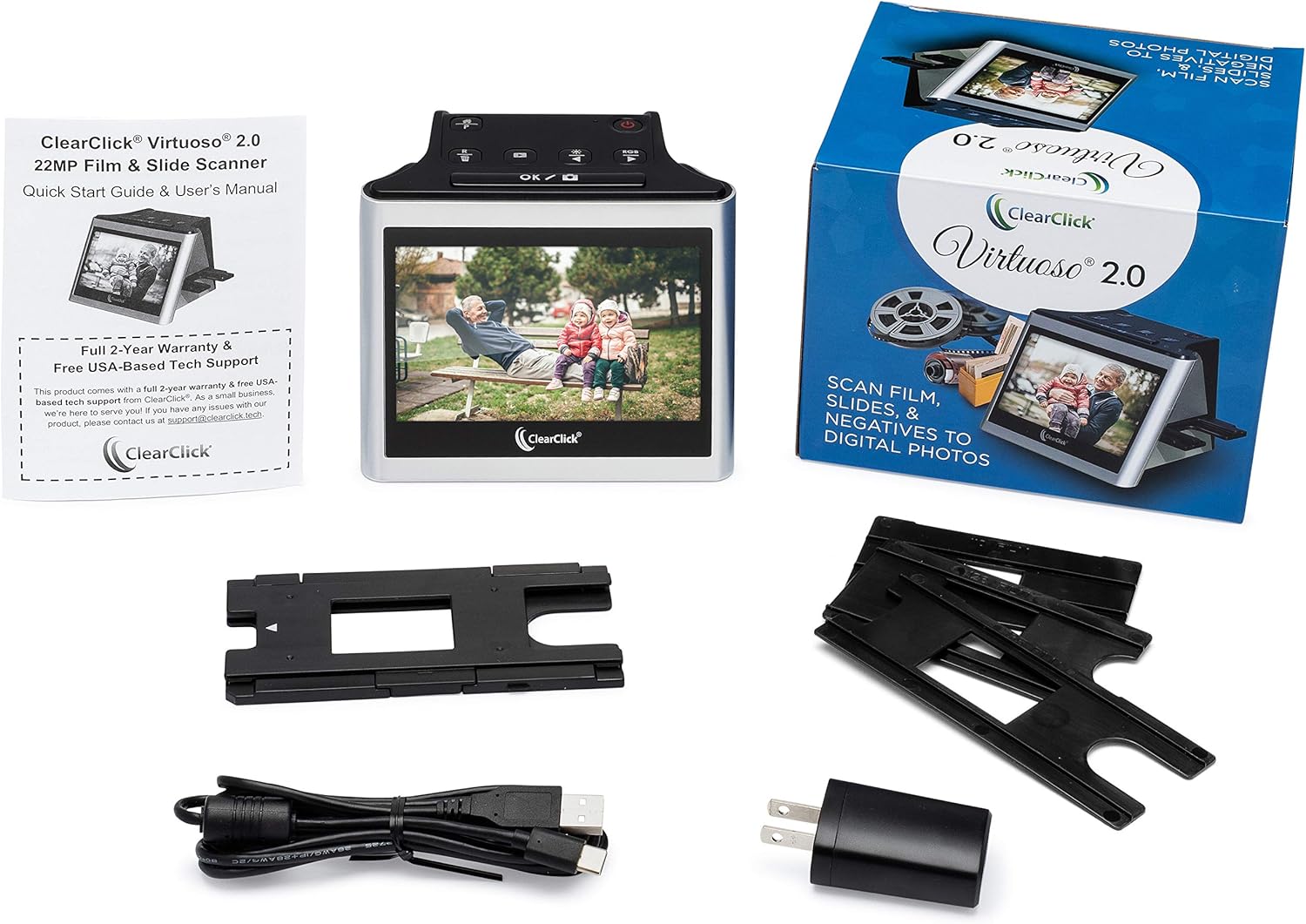 ClearClick Virtuoso 2.0 (Second Generation) 22MP Film & Slide Scanner with Extra Large 5" LCD Screen - Convert 35mm, 110, 126 Slides and Negatives to Digital Photos: Electronics