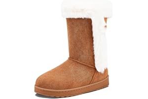 ALTOCIS Women’s Fur Lined Winter Snow Boots Short Mid Calf Fashion Boot Art Resin Button Faux Suede Boots for Women