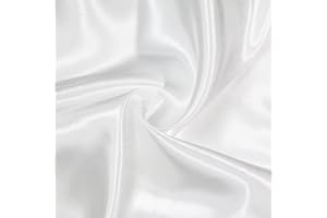 KKJIAF White Satin Fabric, 63" Wide Shiny Silky Fabric for Dress, Shirts, Table Runner, Napkin, Tablecloth, Wedding Decor, DIY Crafts, 1 Yard