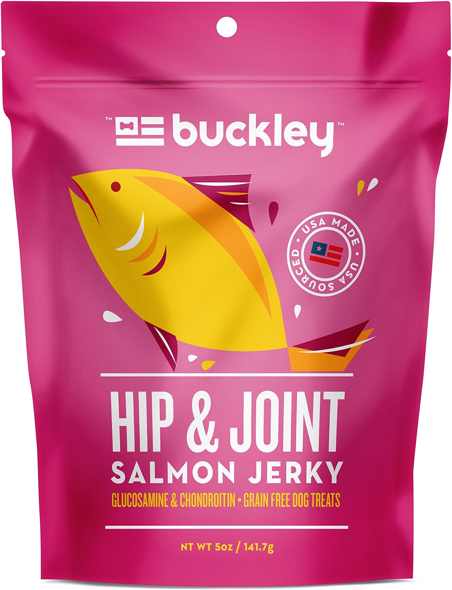 Buckley Dog Jerky Treats - All-Natural Glucosomine, Whole Food Nutrition - Skin + Coat, Hip and Joint Support - Salmon, Beef and Chicken