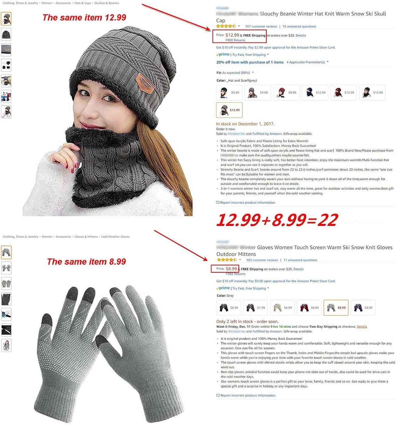 HINDAWI Winter Beanie Hat Scarf Gloves Set for Women Slouchy Snow Knit Skull Cap Infinity Scarves Touch Screen Gloves Mittens at  Women’s Clothing store: Hair Care Products