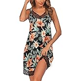 Ekouaer Women's Nightgown V-neck Chemise Sleepwear Lace Nightwear Soft Lingerie for Women