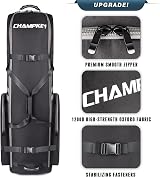CHAMPKEY Premium Soft Padded Golf Travel Bag with Wheels 1200D Oxford view 2