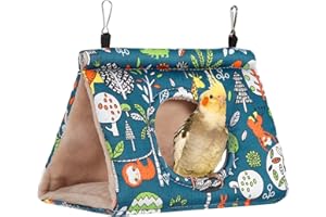 SKYEASURE Winter Warm Bird Nest House Bird Bed, Bird Hut Hideaway for Cage, Plush Fluffy Shed Hut Hanging Hammock Finch Cage Sleeping Bed Snuggle Tent for Budgies, Lovebird, Parrot, Parakeets, Cockatiels
