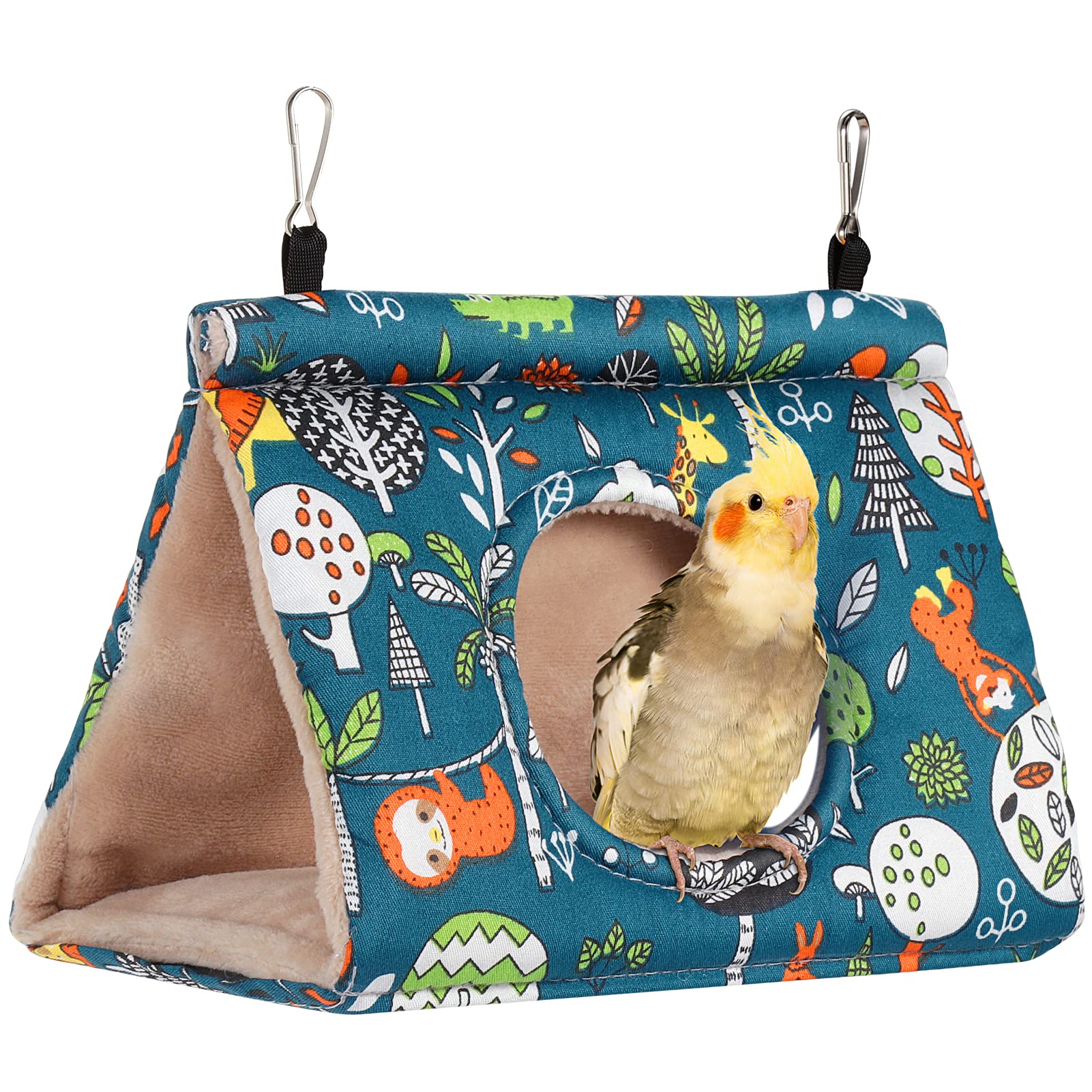 Winter Warm Bird Nest House, Bird Hut Hideaway for Cage, Plush Fluffy Shed Hut Hanging Hammock Finch Cage Sleeping Bed Snuggle Tent for Budgies, Lovebird, Parrot, Parakeets, Cockatiels