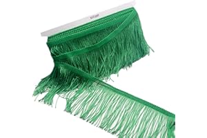KUYLENT 6.5 Yard 4 Inches Polyester Fringe Trim Lace Tassel Fringe Trimming for Latin Dress Stage Clothes Lamp Shade Decoration DIY (Green)