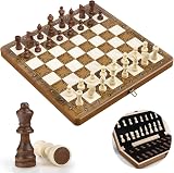Sarr Klith 12-Inch Wooden Chess Set Folding Board with Magnetic Pieces