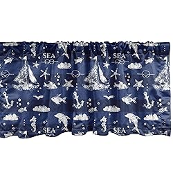 Ambesonne Navy Blue Window Valance, Sailboat