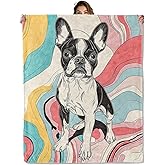 Colorful Boston Terrier Blanket 50X60 in, Flannel Throw Blankets for Travel Camping Sofa Living Room Decor, Lightweight Cozy Soft Fuzzy Gifts for Women Adults Kids