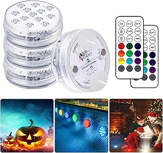 BOZHZO Unterwasser Licht, Led Unterwasserleuchten Poolbeleuchtung Magnetisch Wasserdichtes Licht mit Fernbedienung, Timer, IP68, 13 LEDs Farbwechsel LED Unterwasser Festival Dekolichter (4er-Set)