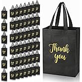 Roowest 50 Pcs Thank You Gift Bag with Handle Bulk Reusable Nonwoven Foldable Bag for Valentine's Day Wedding 10 x 8 x 4 Inch