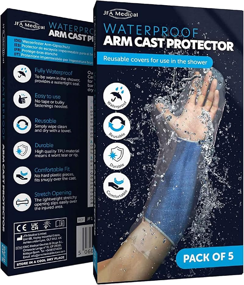 JFA Medical Reusable Waterproof Shower Arm Cast Cover Protectors - 5 Pack