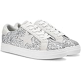 PARTY Women's Glitter Fashion Star Sneakers Low Top Platform Lace Up Comfortable Wedding Walking Shoes