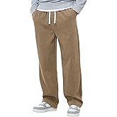 Csqopt Mens Fashion Casual Elastic Waist Drawstring Baggy Pants Loose Fit Wide Leg Straight Sweatpants