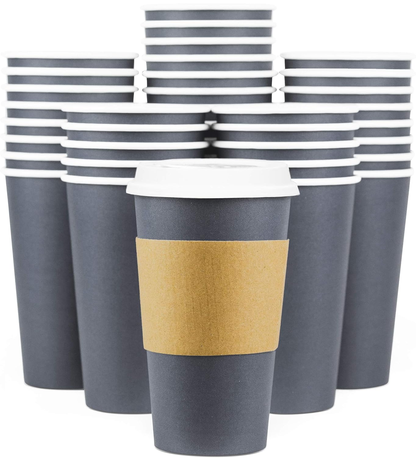Disposable Coffee Cups With Lids 16 oz To Go