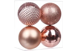 GNFLUS Christmas Ornaments Balls 4.7" Large Christmas Decorations Xmas Tree Shatterproof Big Champagne Christmas Ball Ornaments with Hanging Loop for Wedding Holiday Halloween Party Indoor Outdoor Decor