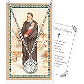 St Vincent De Paul Necklace with St Vincent Holy Card, Lord's Prayer Card - St Vincent De Paul Medal Jewelry | Catholic Patron Saint of Charitable Societies, Volunteers, Hospital | Total 3 Items