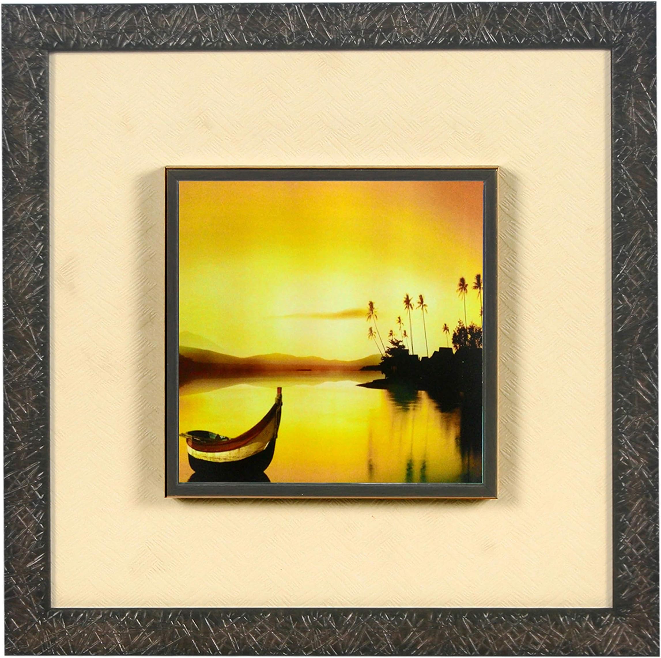 Wens 'Love in Rain Embossed' Wall Art Painting (Synthetic Wood, 33 cm x 33 cm x 4 cm) (WSP-12057)