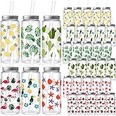Skylety 30 Pcs Hawaiian Luau Cups 13. 5 oz Summer Tropical Plastic Cups with Lids and Straws Reusable Cute Plastic Tumbler for Hawaii Beach Sea Summer Birthday Party Drinkware Supplies