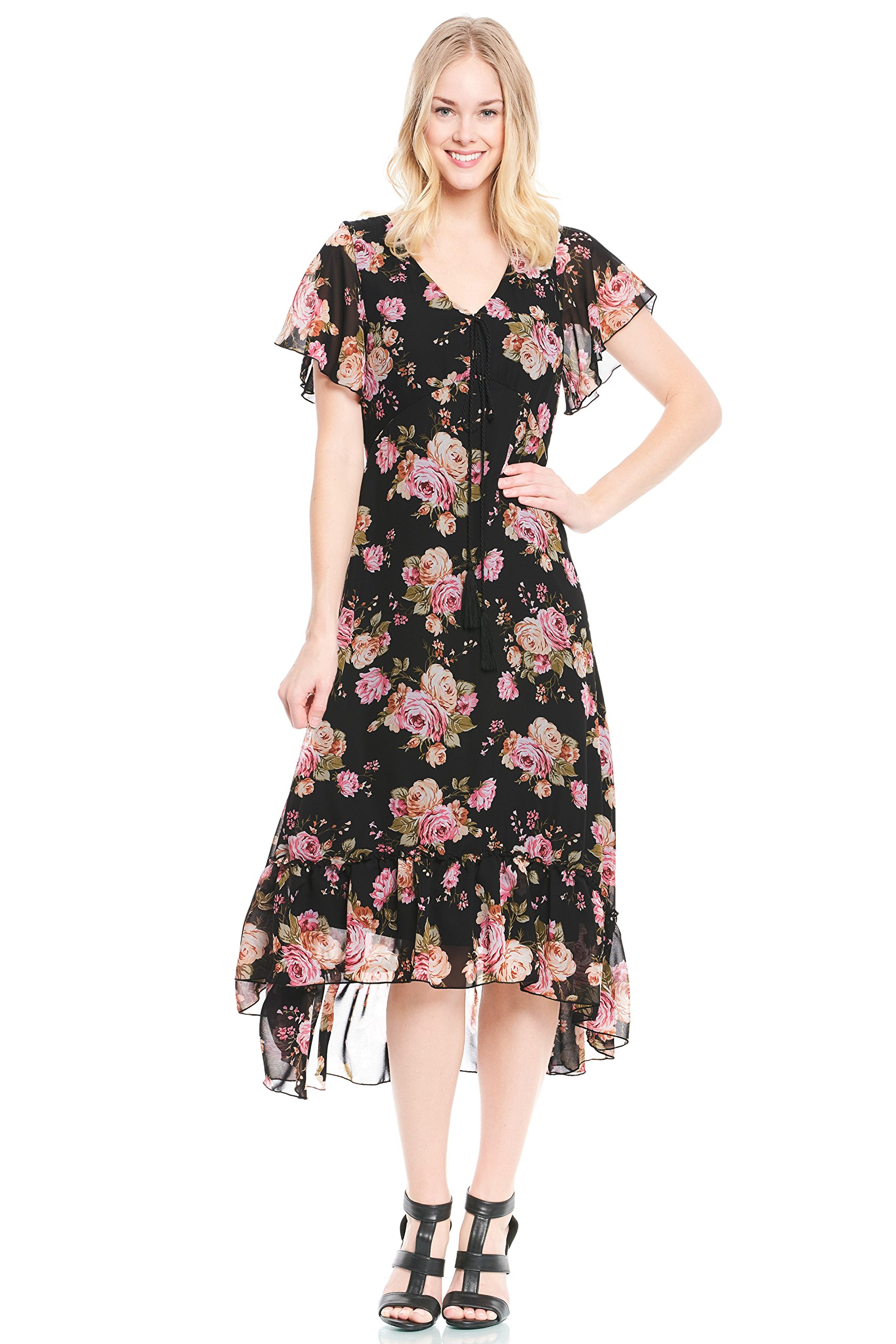 Truly Me, Women's Romantic Floral VNeck Dress for All Occasion
