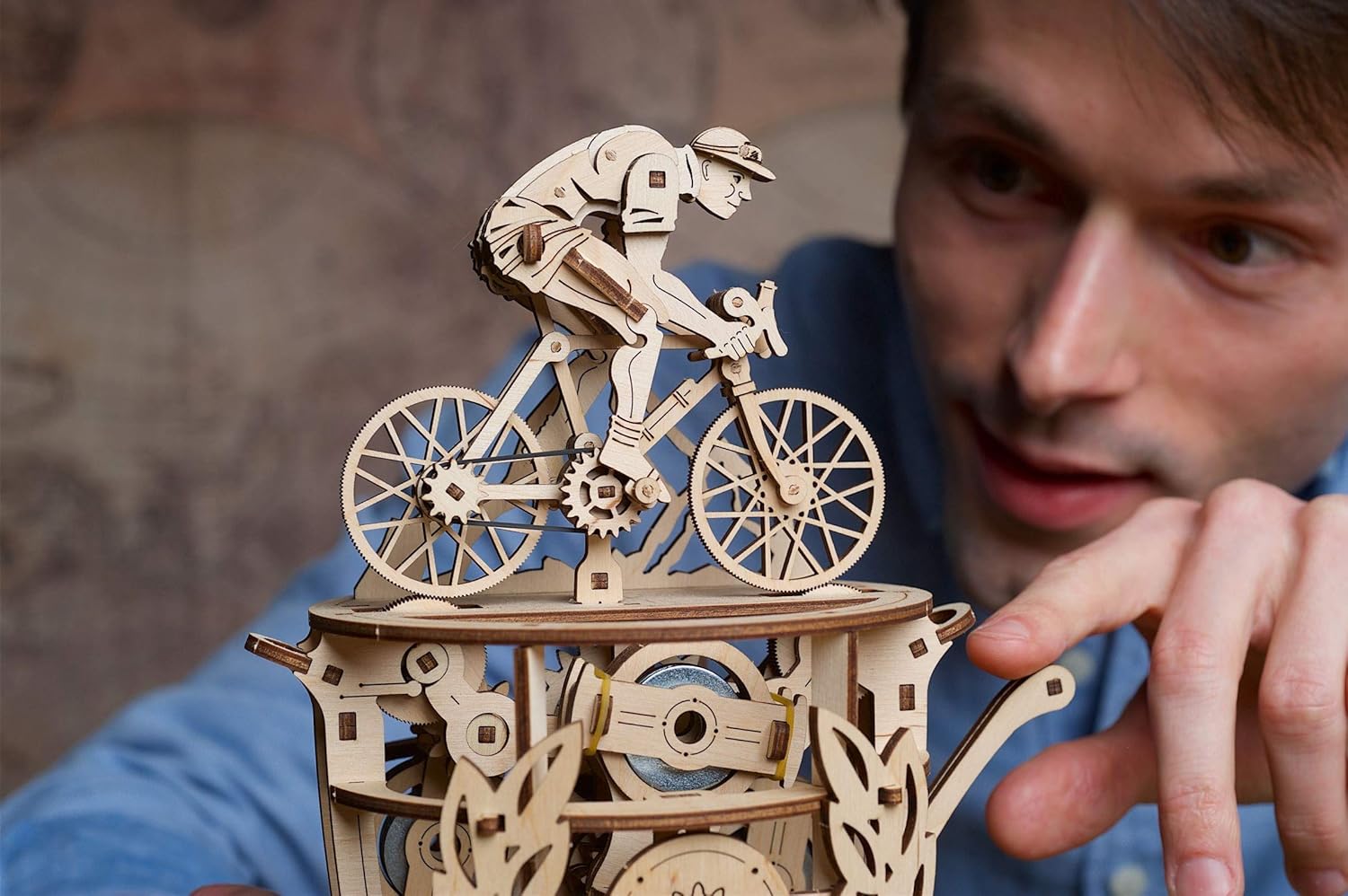 Ugears Automaton Cyclist 3D Puzzle, 3D Wooden Puzzles for Adults - Image 5