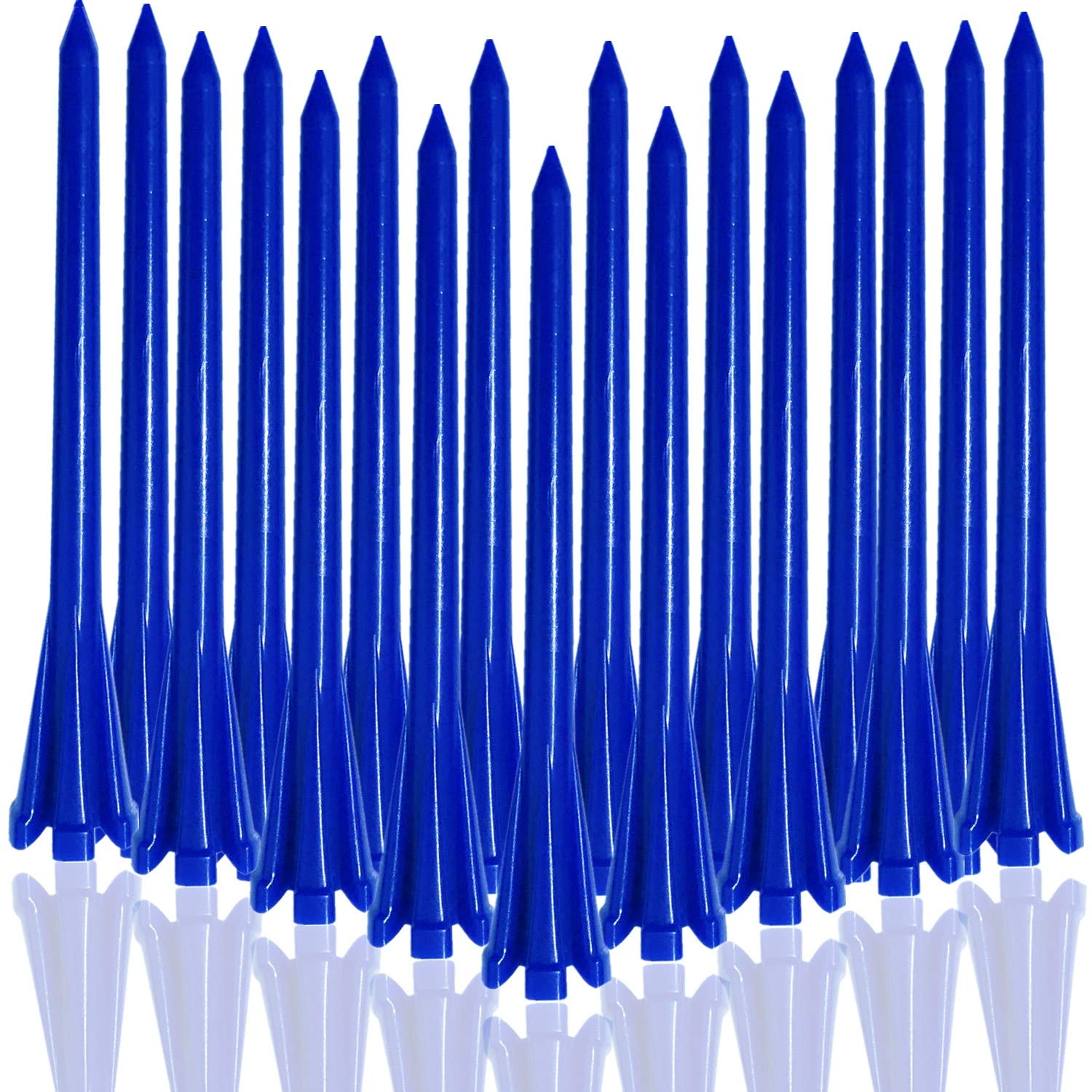 FINGER TEN Golf Tees Plastic Unbreakable 2 3/4 3 1/4 Inch Value 50 Count, 83mm 70mm Tee Durable Pro Upgrade Step Up Long Premium Color White Blue Orange Green Mixed (Blue, 3 1/4 Inch(83mm)