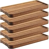 MUKCHAP 5Pcs Wood Serving Tray, 11.8 x 5.1 x 0.8 Inch Rectangular Wooden Fruit Platter Tray, Wooden Trays for Food, Decorative
