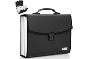 Uquelic 26 Pockets Expanding File Folder Organizer - Upgraded Durable Buckle, Accordion Folder Base with Ergonomic Portable Handle/Large A4 Letter Size Document Organizer, Folders with Pockets