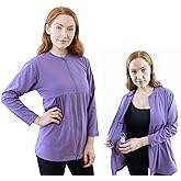 Inspired Comforts Women's Mastectomy Recovery Full Sleeves Front Open Zip Up Shirt with Drain Pockets