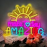 Make Today Amazing Neon Sign, Cool Sunrise Dimmable Neon Light Up Inspirational Slogan Boho Hanging Wall Art Decor LED Sign for Dormitory Room Cafe Club Wedding Gym Party Birthday Christmas Gift