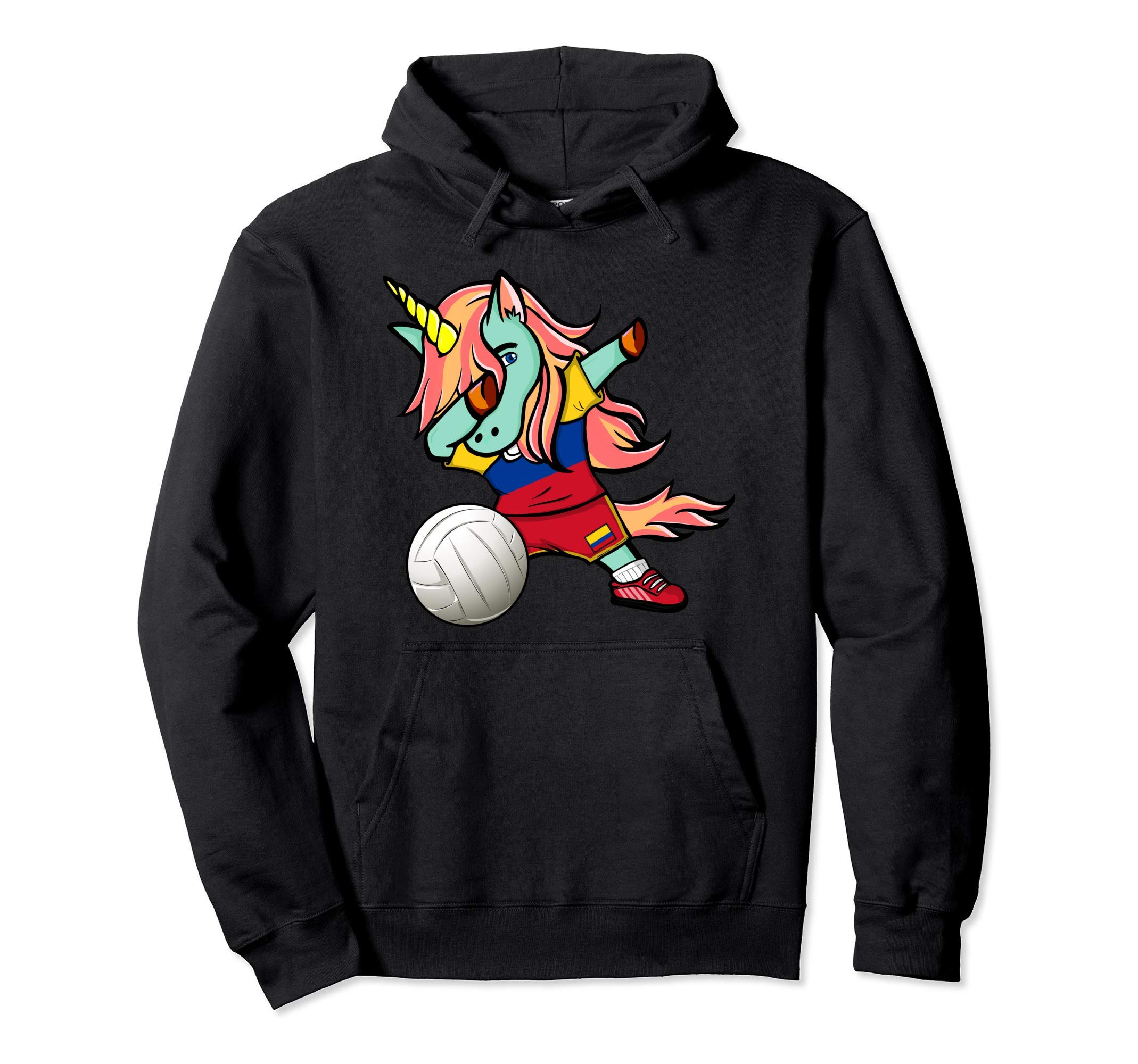 Dab Unicorn Colombia Volleyball Lovers Jersey Colombian Flag Pullover Hoodie