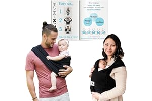 Original Baby K'tan Baby Carrier: #1 Easy Pre-Wrapped, Soft, Slip-On, No Rings, No Buckles | 5 in 1 Baby Sling Gift | The Best Hands Free Infant Wrap | Black | Small
