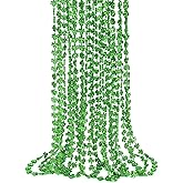 ZZYFGH 12 Pcs Shamrock Necklaces Bulk St Patricks Day Beads Necklace, Plastic Shamrock Necklaces Bulk, 33" 7mm Green Clover-Shaped Beads Necklace for St. Patrick's Day Party Favors Decorations Gift Supplies Women Men