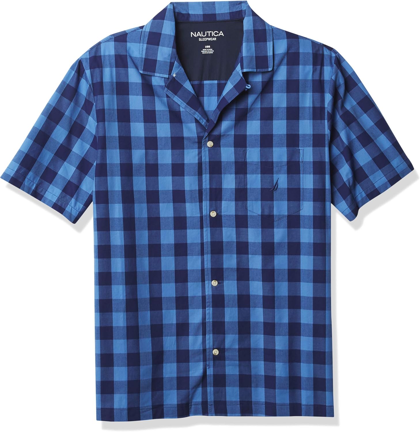 Nautica Men's Short Sleeve 100 Cotton Soft Woven Button Down Pajama