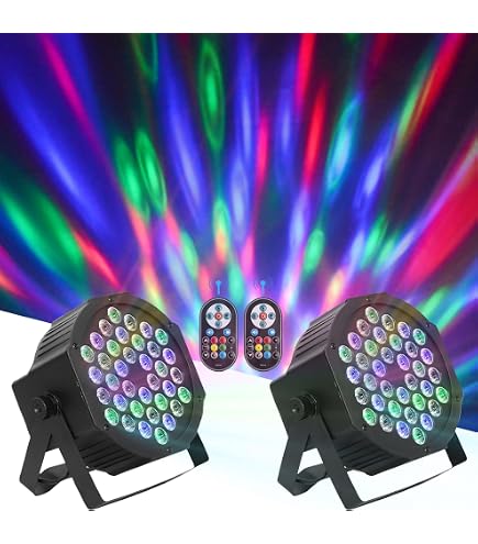 RGB Stage Par Lights 2 Pack - 36W Par Can Lights Corded Electric