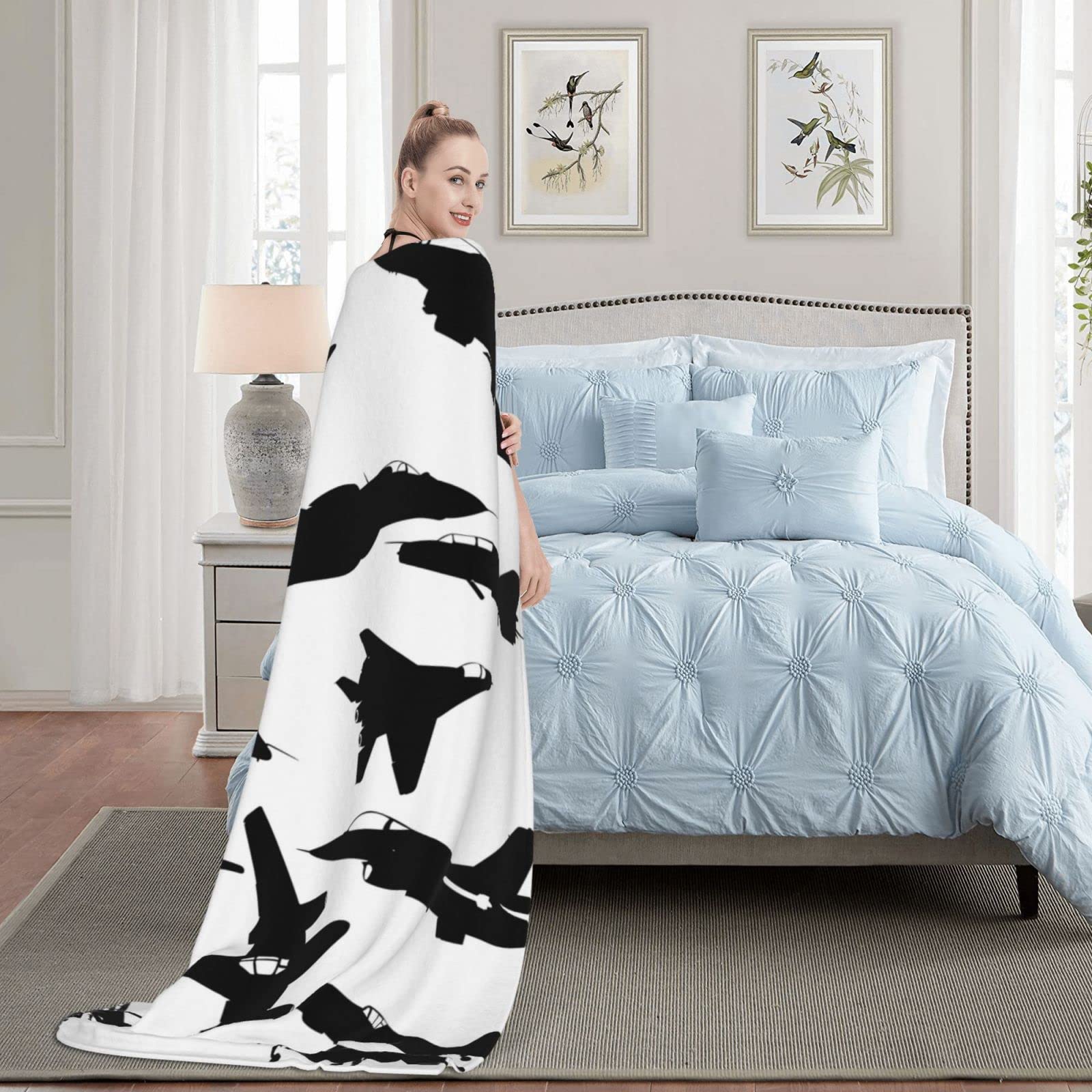 Jet Fighter Airplane Soft Throw Blanket All Season