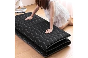 VIBE BEAR Premium Foam 3.2" Thick Japanese Futon Floor Mattress - Twin Size 39"x80" 100% High-Density Foam,Comfortable Sleeping Pad,Tatami Mat for Dorm,Bedroom or Guest Room，Boys Girls Dormitory Pads(Black)